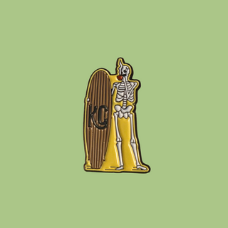 Skeleton Sipping Coffee Enamel Pin Badge